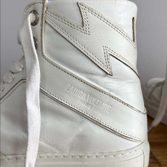 Zadig & Voltaire Women's White Leather ZV1747 Flash High-Top Sneakers size 7/37 - Picture 5 of 12